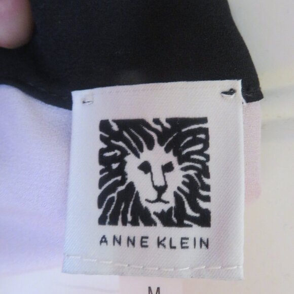 Anne KLEIN Cream with Black Trim Sheer Blouse Medium (K451) - Picture 3 of 4